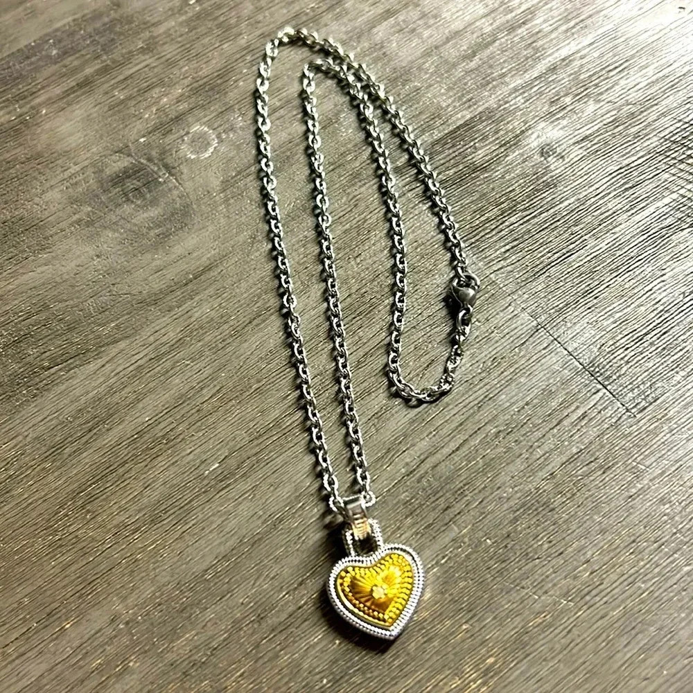 Diamonds International Heart Shaped‎ Necklace .02 Ctw Diamond Silver Gold